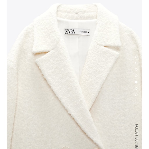ZARA Double Breasted Wool Blend Coat White - Picture 9 of 9